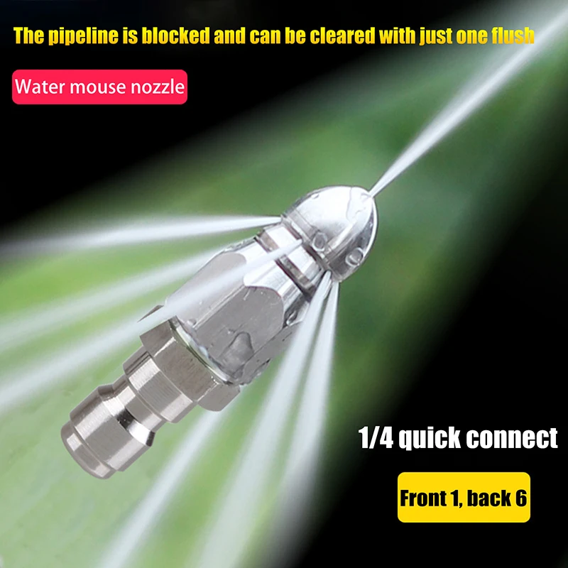 

High Pressure Washer Sewer Jetter Nozzle Stainless Steel Mini Durable Sewer Jet Nozzle Pressure Drain Jetter Hose Nozzle Tool