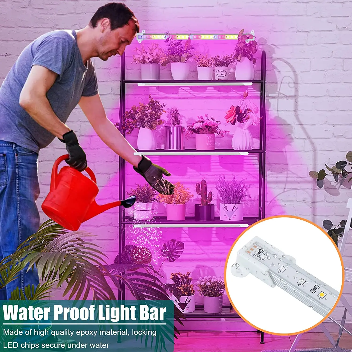 LED Grow Light Strip com Temporizador, Planta de Interior Regulável Phyto Lâmpada, Phytolamps, Vermelho e Azul, Plug USB, Mudas, 3, 9, 12H