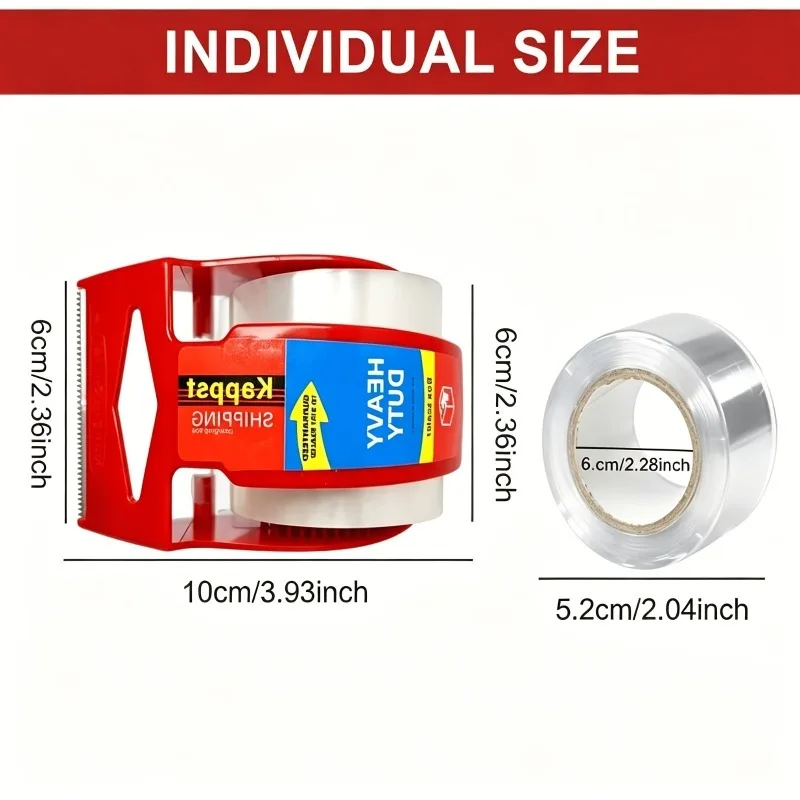 2PCS Heavy Duty Transparent Packaging Tape with Dispenser for Shipping Clear Packing and Moving Supplies