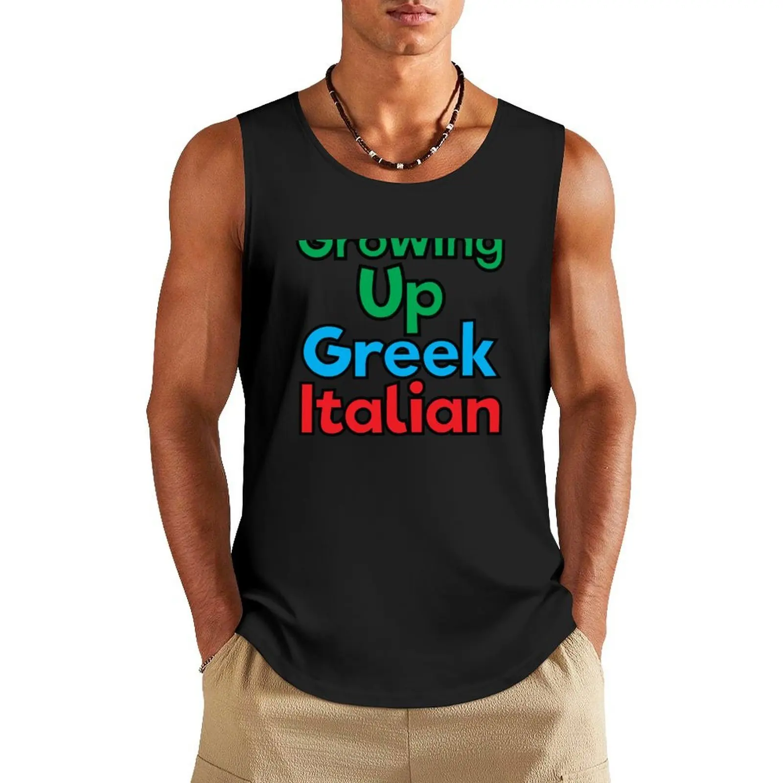 

Greek Italian American Growing Up Greece Italy American Tank Top Sports clothing gym shirt man Man summer clothes