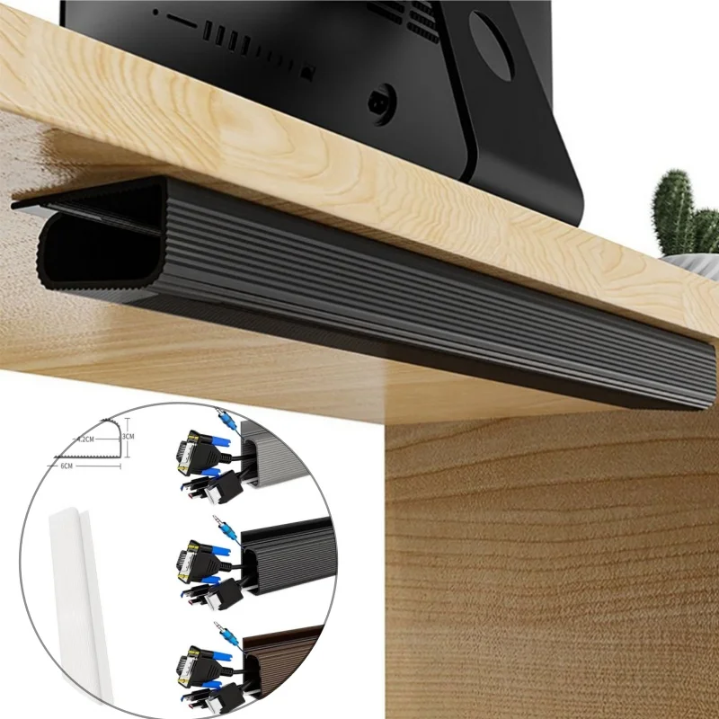 

1Pcs Desktop Undertable Cable Rack Anti-extrusion Floor Cord Cover Self-Adhesive Durable Extension Wiring Duct Cable Protector