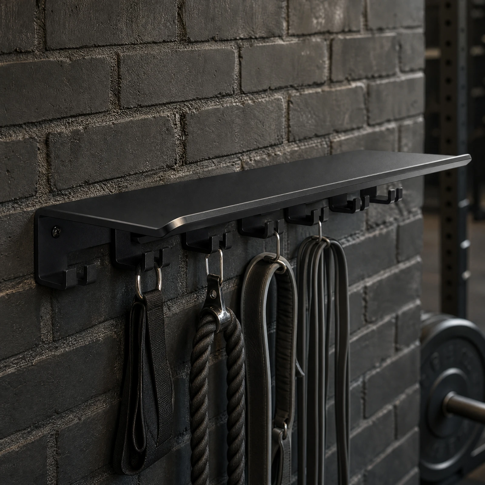 organizador-de-equipamentos-de-fitness-para-montagem-na-parede-rack-de-armazenamento-para-academia-preto-com-prateleira-flutuante-e-gancho-de-parede-com-ferragens-de-montagem
