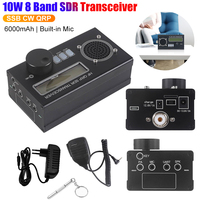10W 8 Band USDX USDR HF SDR Transceiver SSB/CW/QRP ShortwareTransceiver 6000mAh Built-in Battery HF Ham Radio Receiver With Mic