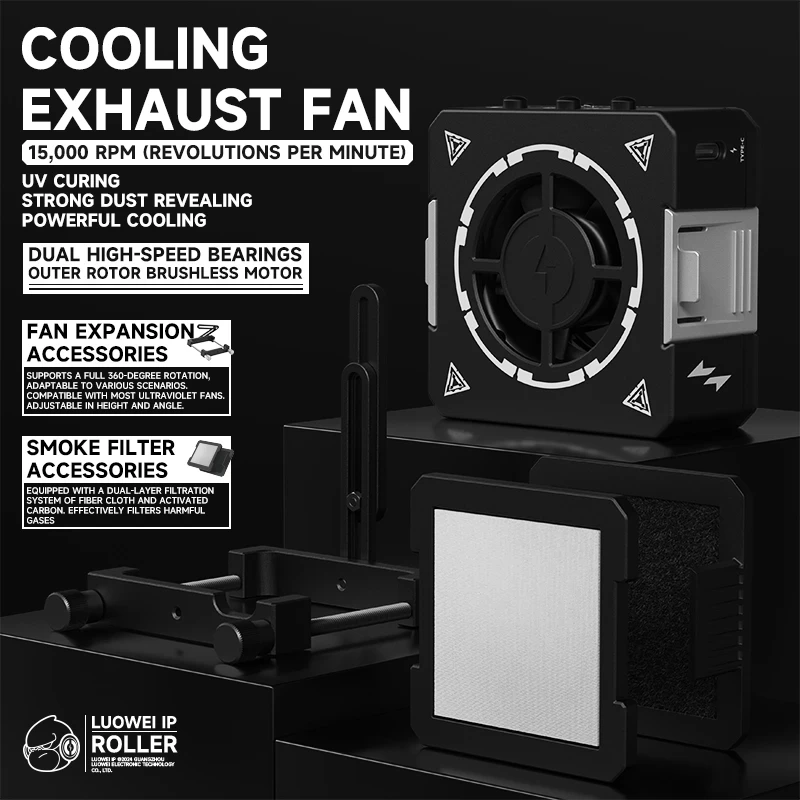 Luowei LW-CF01 Smoke Exhaust Fan UV Curing Lamp With Dust Lamp Beads For Mobile Phone Motherboard Repair Tool