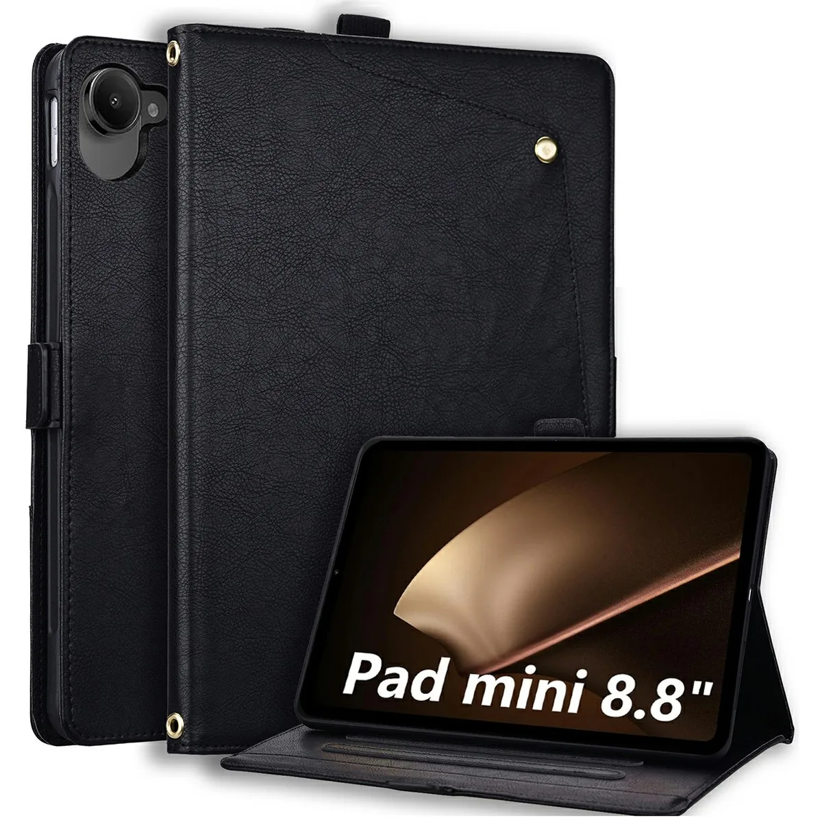 For Xiaomi Redmi K Pad 2 Case Front Pocket Business Leather Tablet Cover with Card Holder Stand - Black