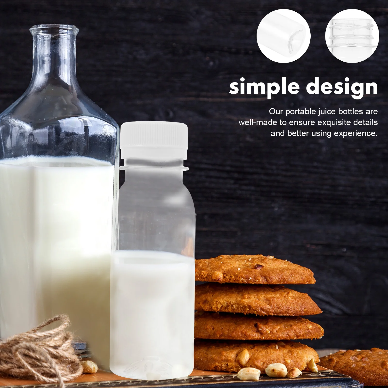 Botella de leche de 6 uds., Mini contenedores para nevera, botellas de plástico vacías con tapas, bebidas, agua, jugo, almacenamiento de pechos para niños y mascotas