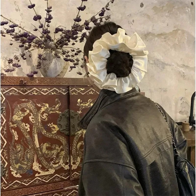 

Атласные резинки для волос с рюшами и оборками, мягкие, высокоэластичные, для женщин и девочек, для повседневных причесок и хвостиков