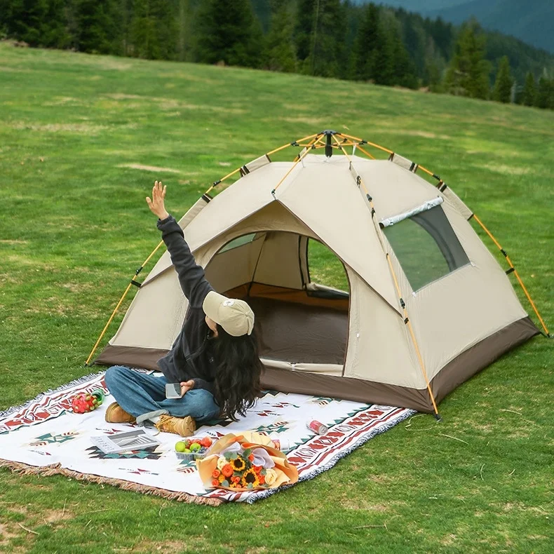 Best Selling Outdoor Tents Oxford Fabric With Black Coating Automatic Tent One Living Room Camping Tent