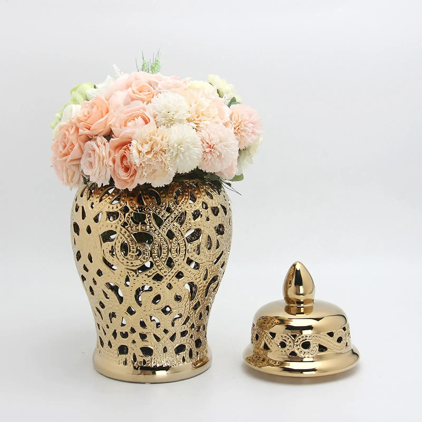 

Ceramic Ginger Jar Container Handicraft Dried Flower Vase for Kitchen Decoration