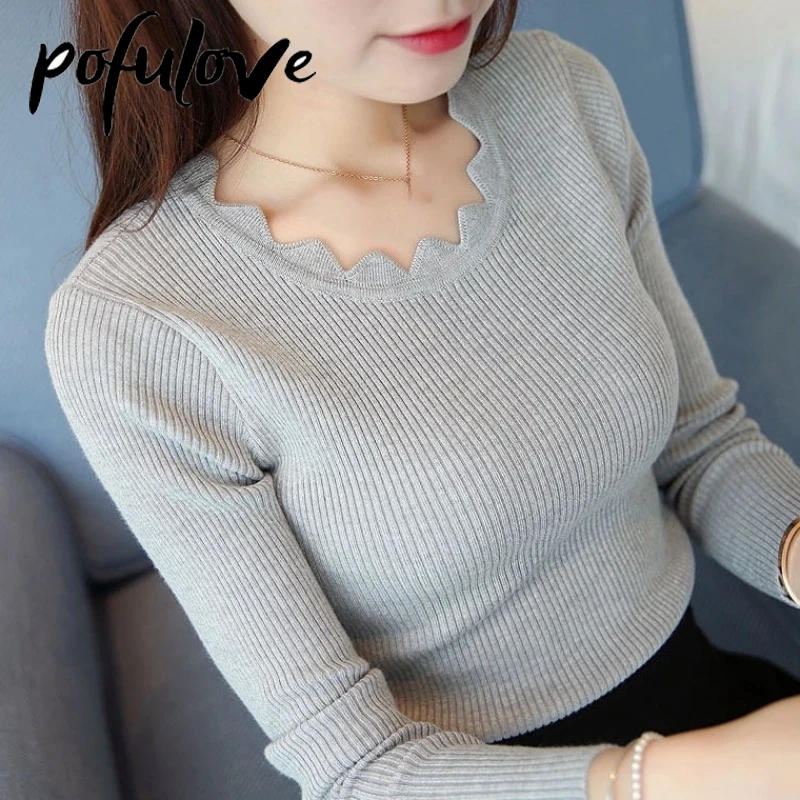 

Sweaters Women Pullover Solid New Spring Womens Knitted Slim Sweater Long Sleeve Autumn Winter Butterfly Neck Sweater Female