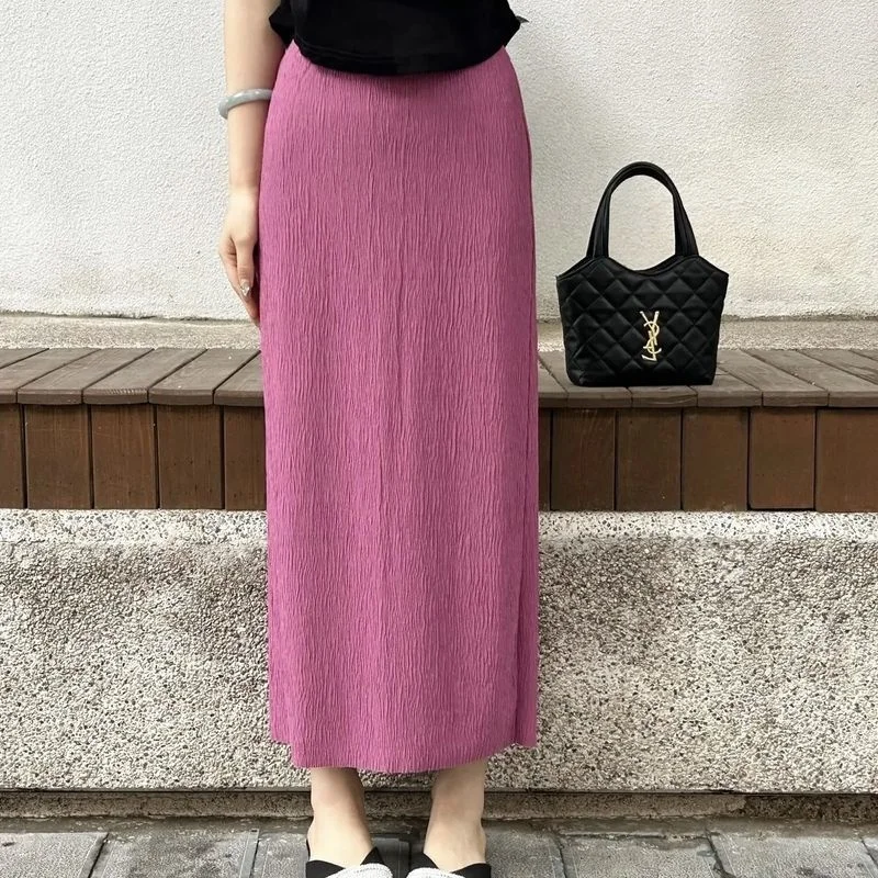 

plus Size Casual High Waist A-Line Skirt Women's Summer Split Loose Fit Versatile Half-length Skirt Korean Style Office Commute