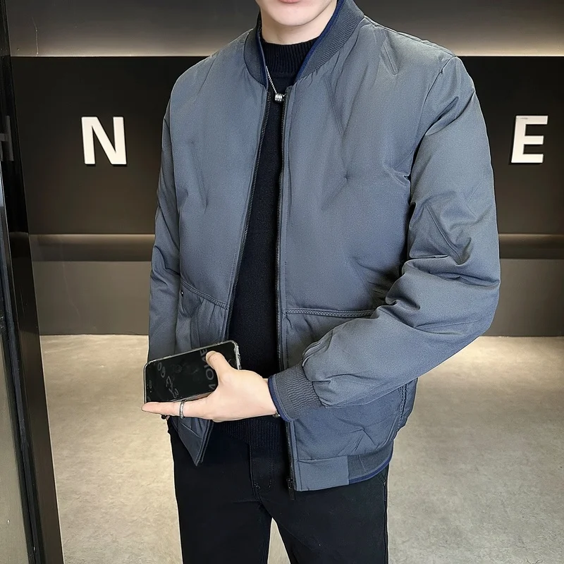 

Мужская утепленная хлопковая куртка-пуховик на молнии с воротником-стойкой, повседневная, универсальная, молодежная, модная, приталенного кроя