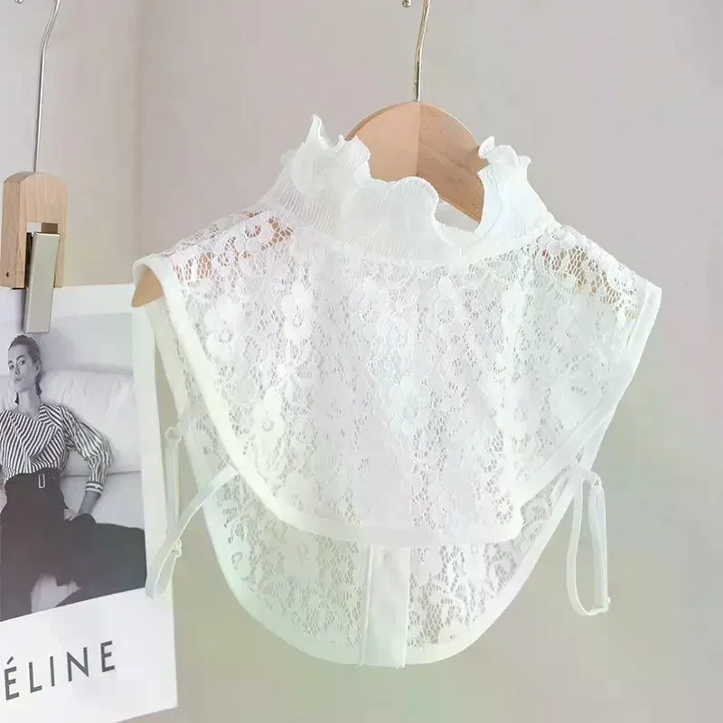 

Модный элегантный кружевной съемный воротник с вырезами, универсальный накладной воротник-стойка из кружева, полуворотник для женской одежды и аксессуаров