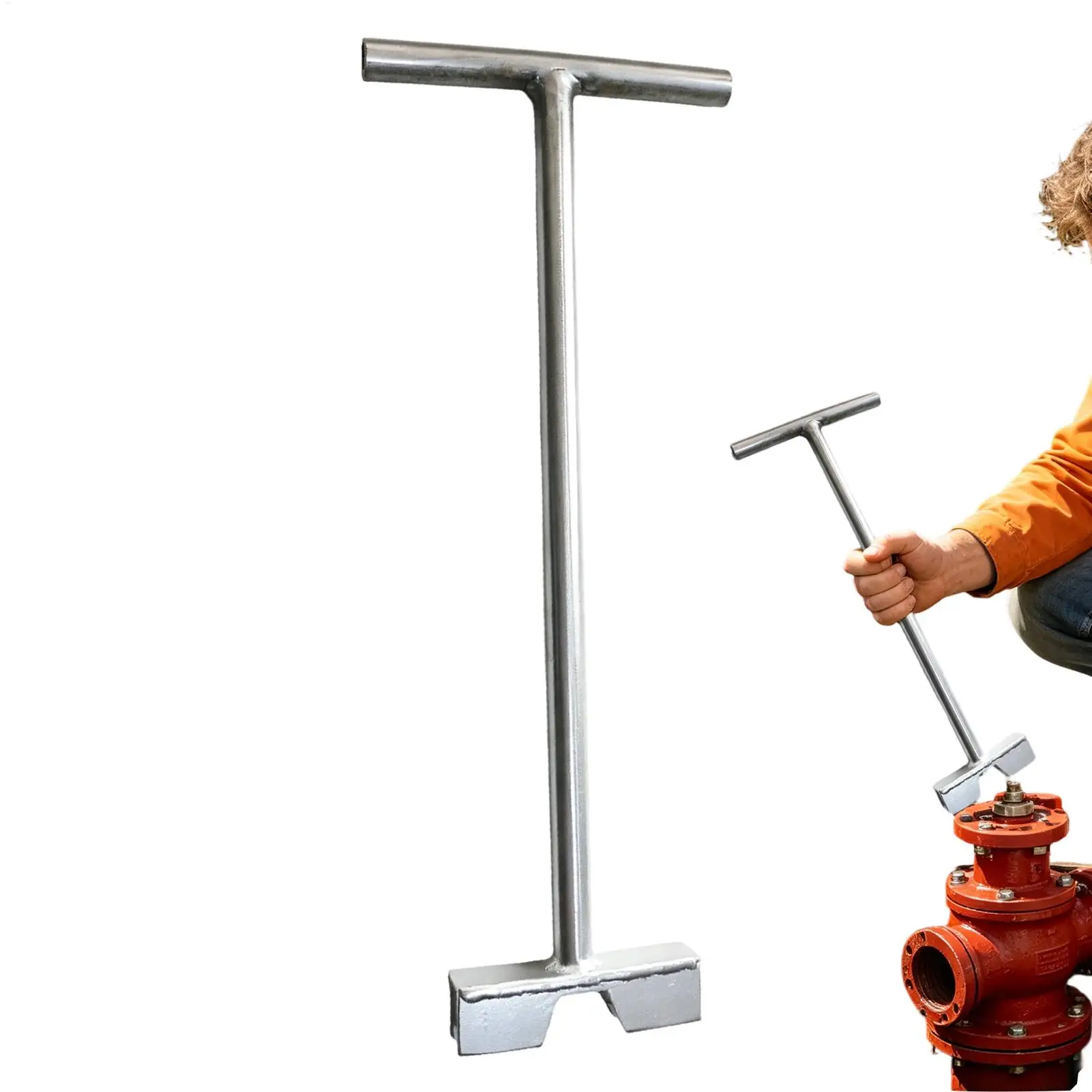 Long Handle Ball Valve Wrench T-Handle Extended Valve Key Steel Water Valve Shut Off Wrench For Garden Irrigation & Fire Risers
