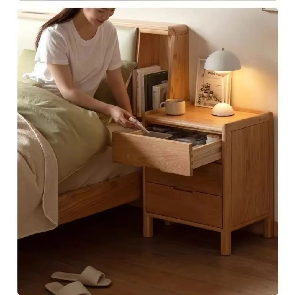 ตู้ข้างเตียงไม้สีธรรมชาติสำหรับเด็ก รุ่นขายดี - ตู้ข้างเตียงขนาดเล็กสไตล์ Burlywood สำหรับห้องนอน - ตู้เล็กสามลิ้นชัก