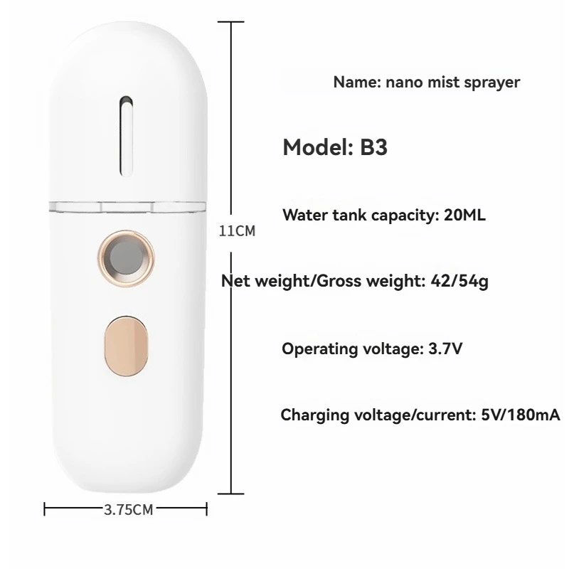 USB 충전식 미니 휴대용 가습기 나노 미스터 페이셜 스티머 장치 뷰티 스프레이 하이드레이팅 장치 콜드 스프레이 장치