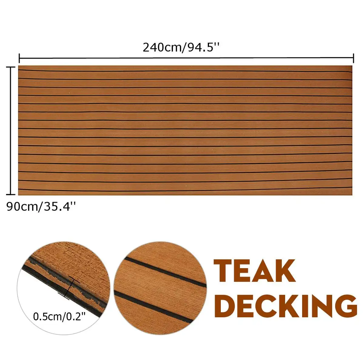 2400x900x5mm EVA Foam Teak Decking Sheet Boat Yacht Floor Mat Samoprzylepna podłoga morska Faux Carpet Sticker Non-