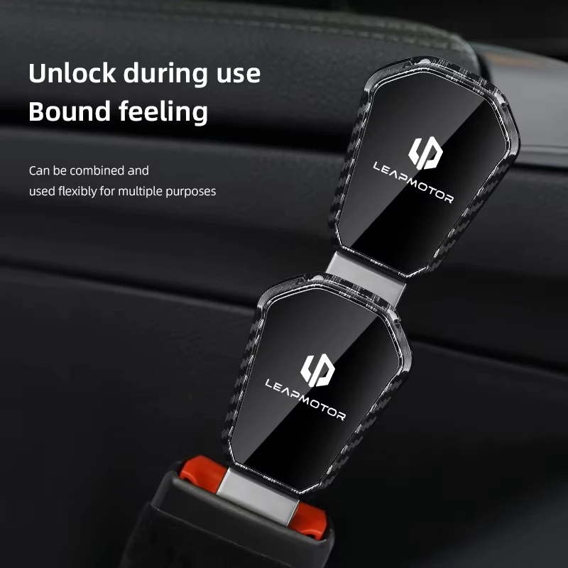 Car Seat Belt Extender Clip Carbon Fiber Pattern Accessories For Leapmotor C10 C11 T03 S01 C01 Reev