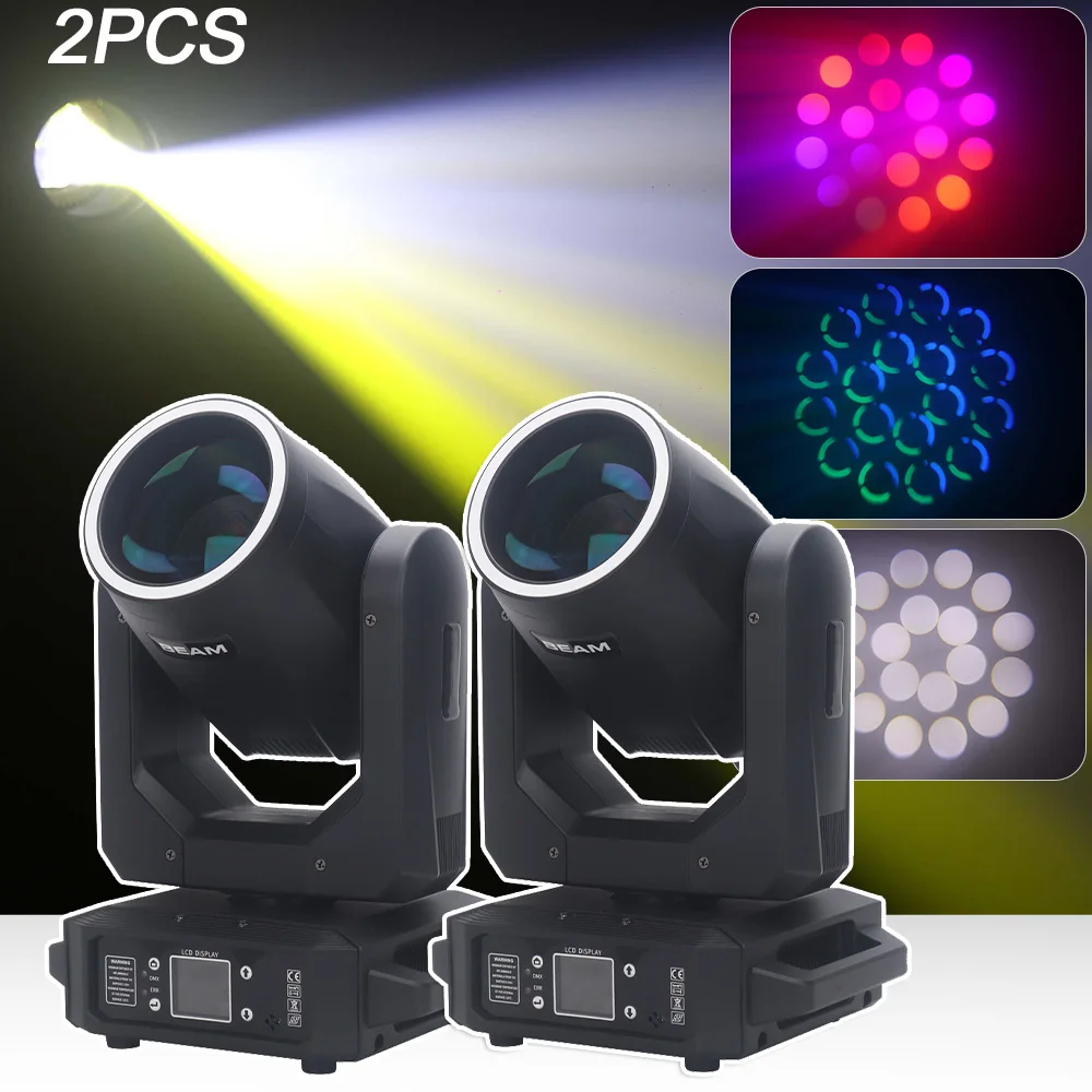 

2PCS Moving Head 200W LED Beam Gobo 18 Prisms SMD Strip DMX Music Auto Control Dj KTV Dance Party Christmas Rainbow Lighting