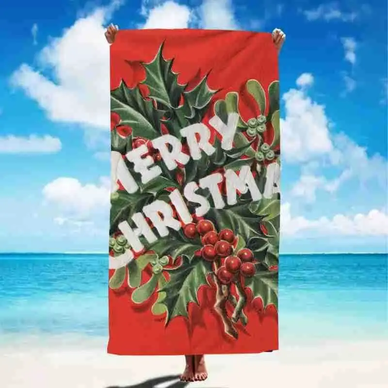 Christmas Wand Pattern Beach Towel, Soft Absorbent Quick Dry Lint Resistant Bath Towel, Christmas Holiday Gift for Swimming, Tra