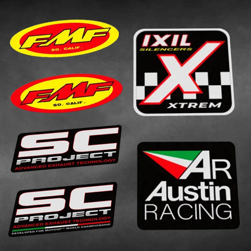 

6 Pairs of Motorcycle Car Sponsor Stickers Exhaust Brand Combination Decals Windshield Helmet Modification Reflective Sticker