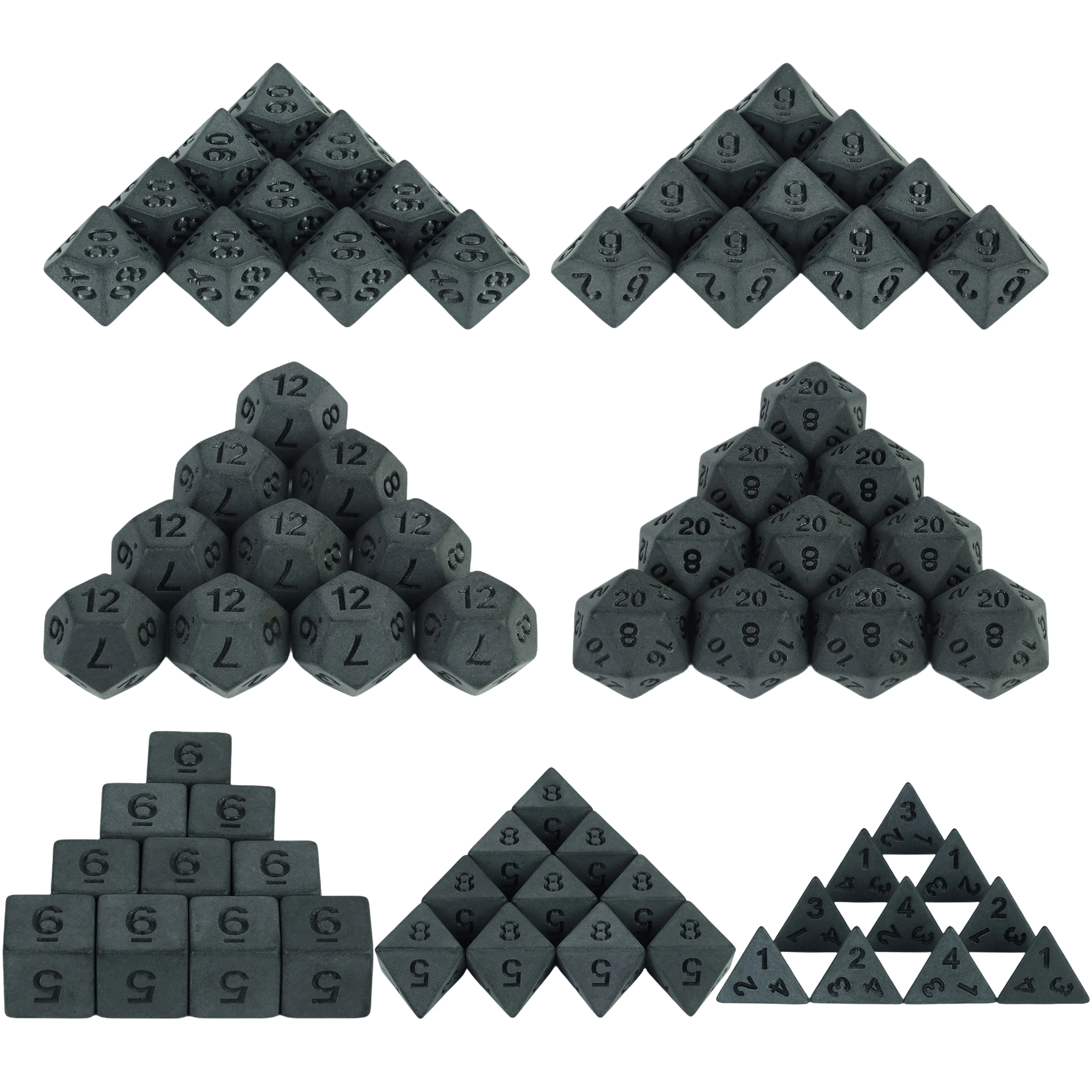 

Classic Black Multi-Face Dice Set (10pcs) - Timeless Gaming Accessory for Board Game Lovers