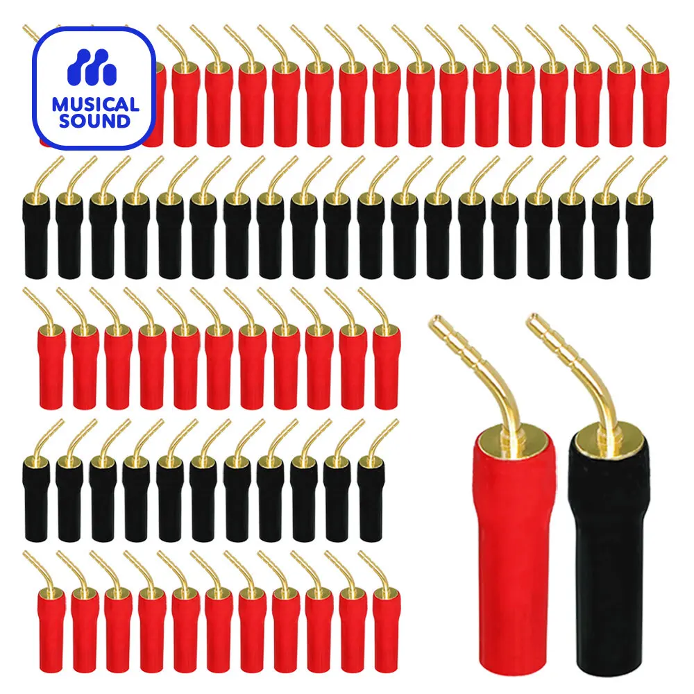 Gold Plated Banana Plug Speaker Connector Support 12 AWG to 18 AWG Wires for Speaker Amplifier Cable Screw Locking Banana Plugs