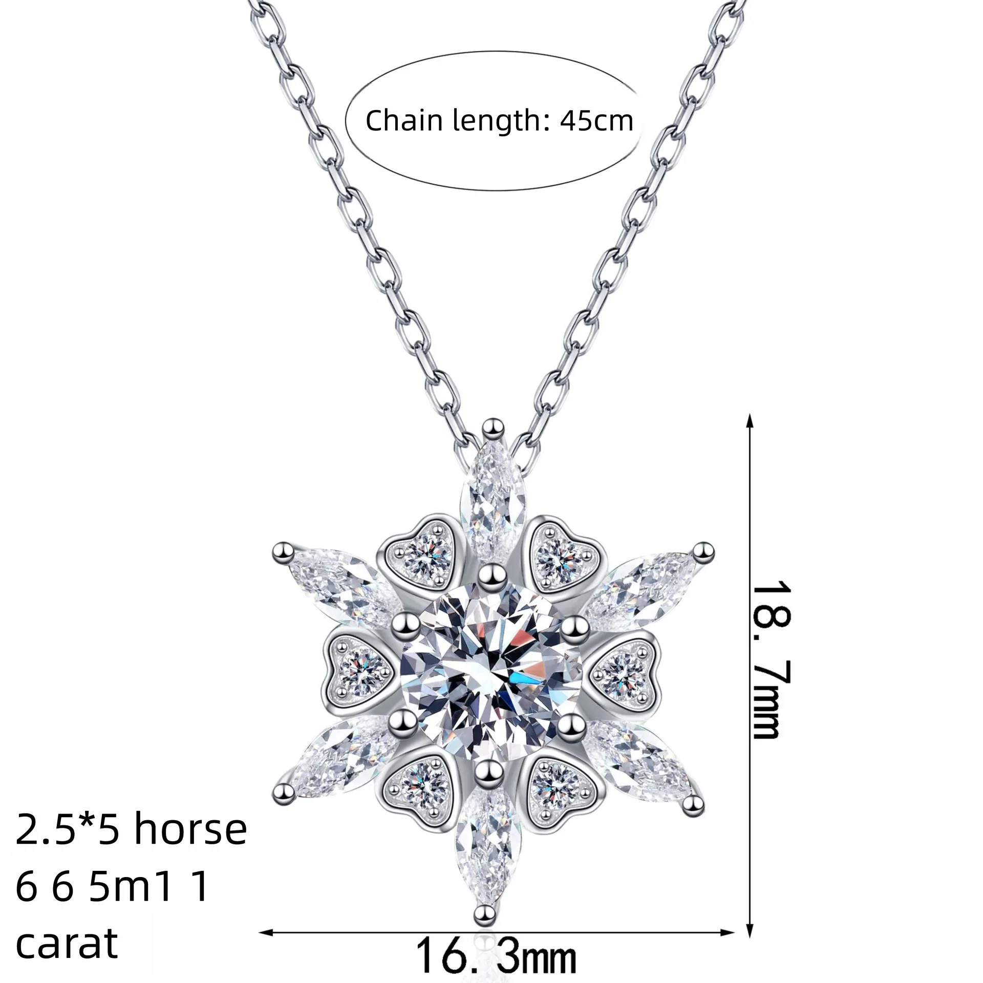 1ct D ColorMoissanite ضياء امرأة قلادة الفضة قلادة للنساء سلاسل حفلة الزفاف غرامة مجوهرات 925 الاسترليني قلادة فضية #5
