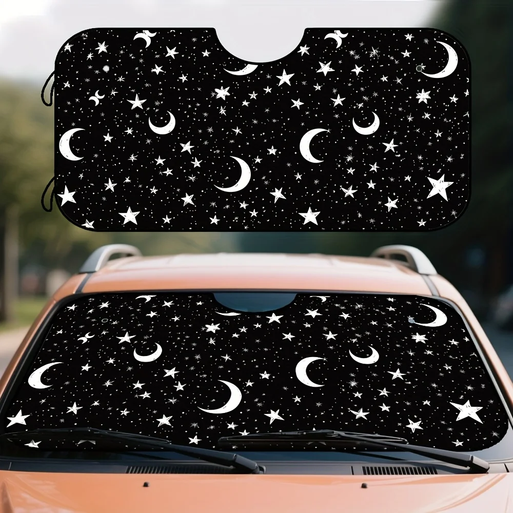 

1 шт., солнцезащитный козырек с дизайном Луны и звезд для лобового стекла автомобиля, гладкая складка, надежная посадка, идеально подходит для дневных поездок, парковки и передачи