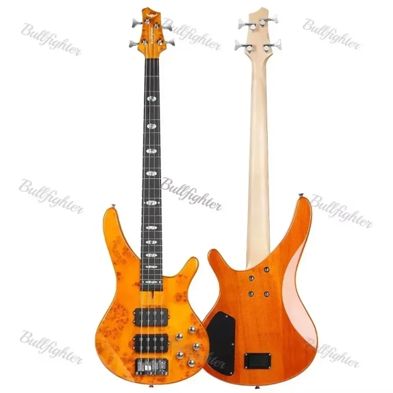 High Grade 4/ 5 Strings Maple Burl Top Solid Body Guitare Bass Kit Affordable Fashion Active Electric Bass Guitar