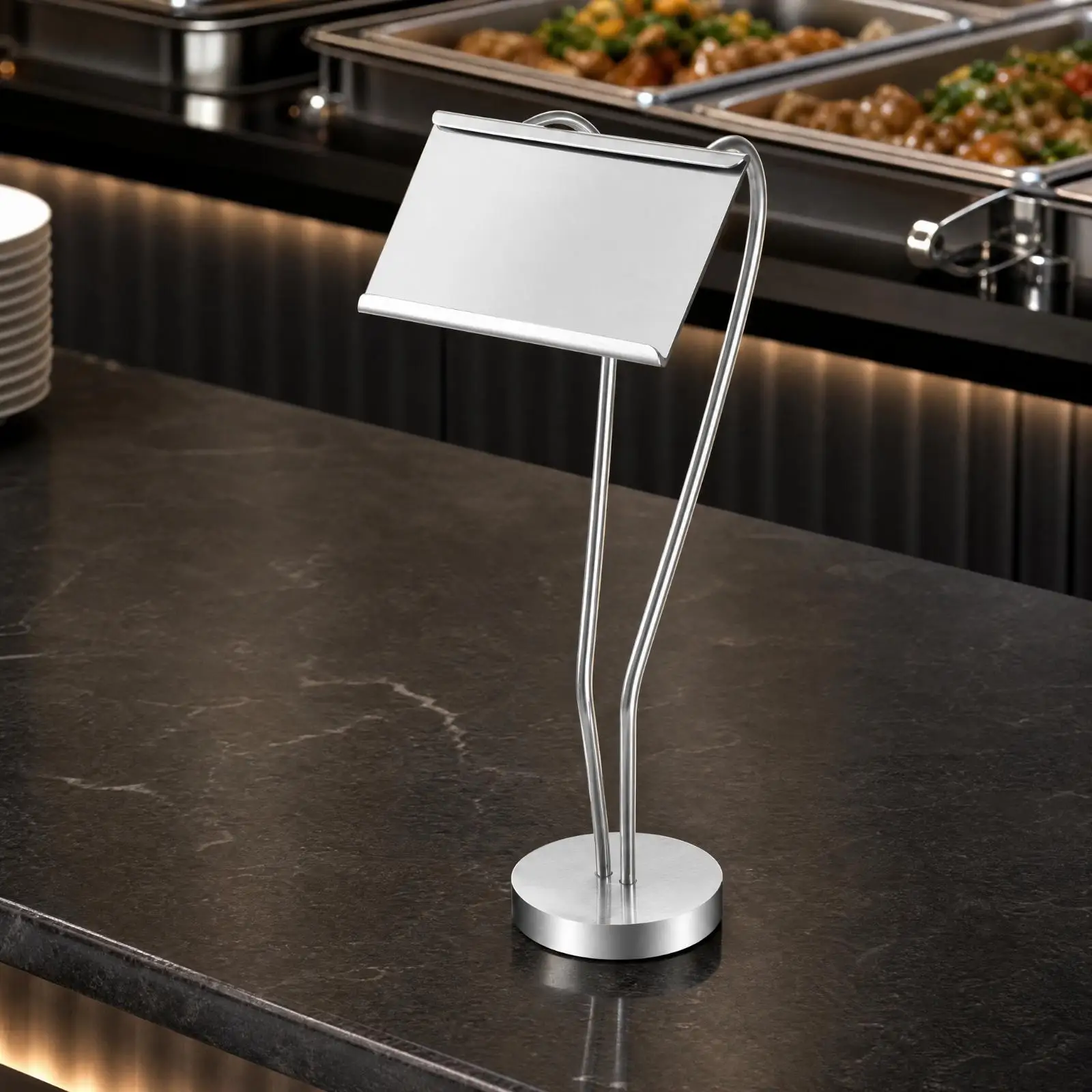 Stainless Steel Tabletop Sign Holder Polished Sign Holder with Weighted Base Stable Place Card Holders with Weighted Base for