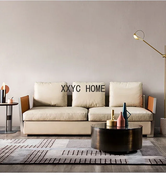 Table d'Appoint Ronde Minimaliste Italienne en Cuir, Petite Table Basse Créative, Mobilier de Styliste Moderne