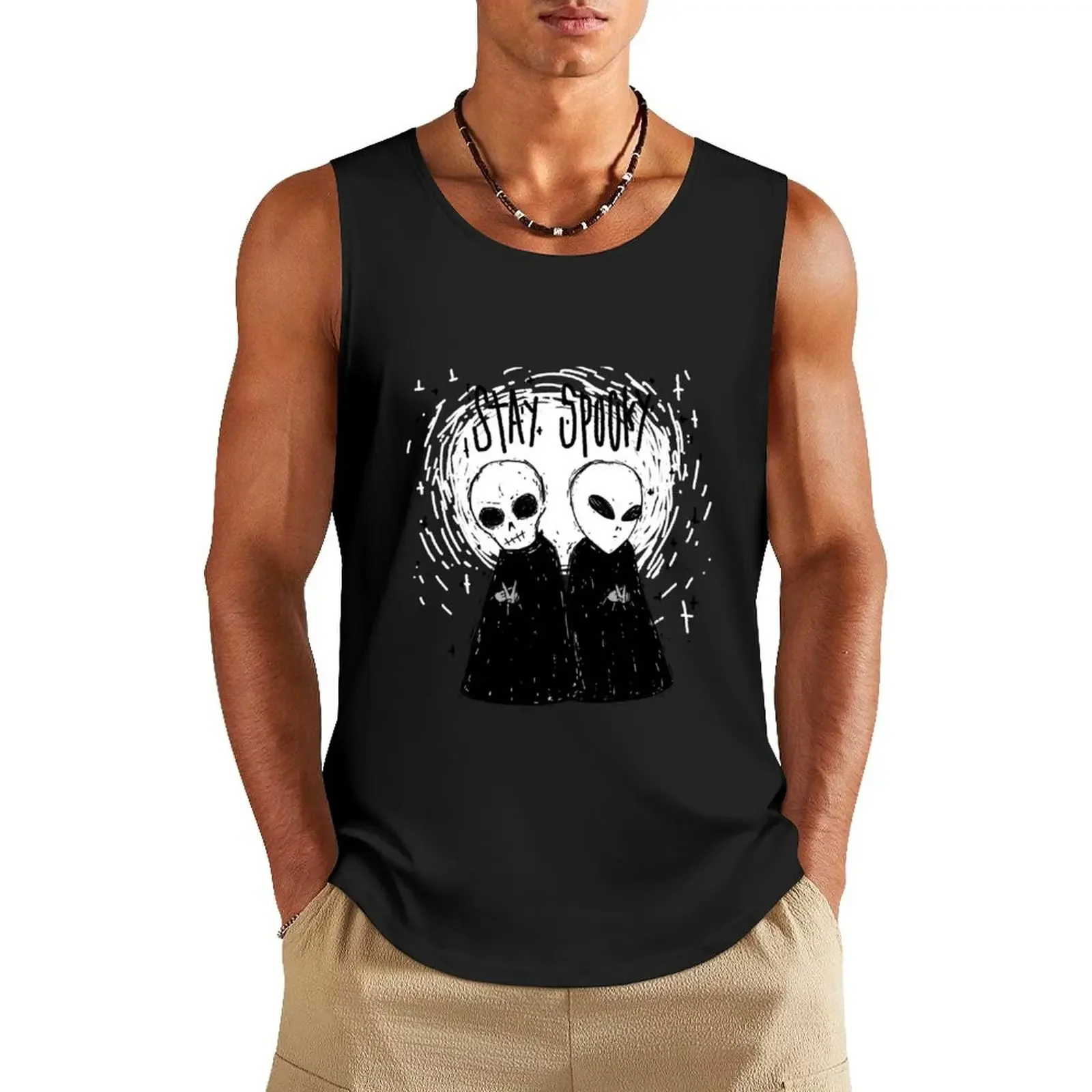 

stay |-/ spooky Tank Top gym shirt men summer Men's tops T-shirt male