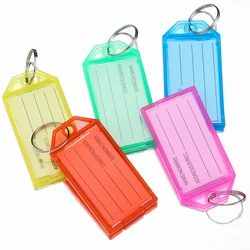 10pcs Plastic Key Tags with Flap Label Window Strong Split Ring for DIY ID Keychain Luggage Backpack Car Keys Identification Tag