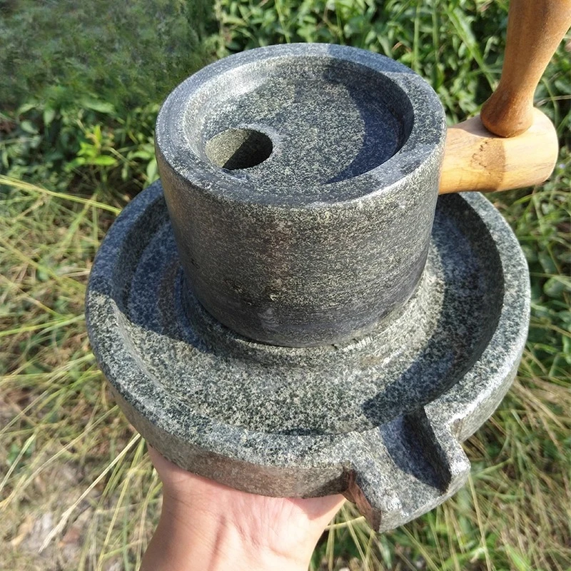 Retro handmade stone grinding household Song Dynasty tea ordering small stone grinding disc moxa velvet bucket tea set mini