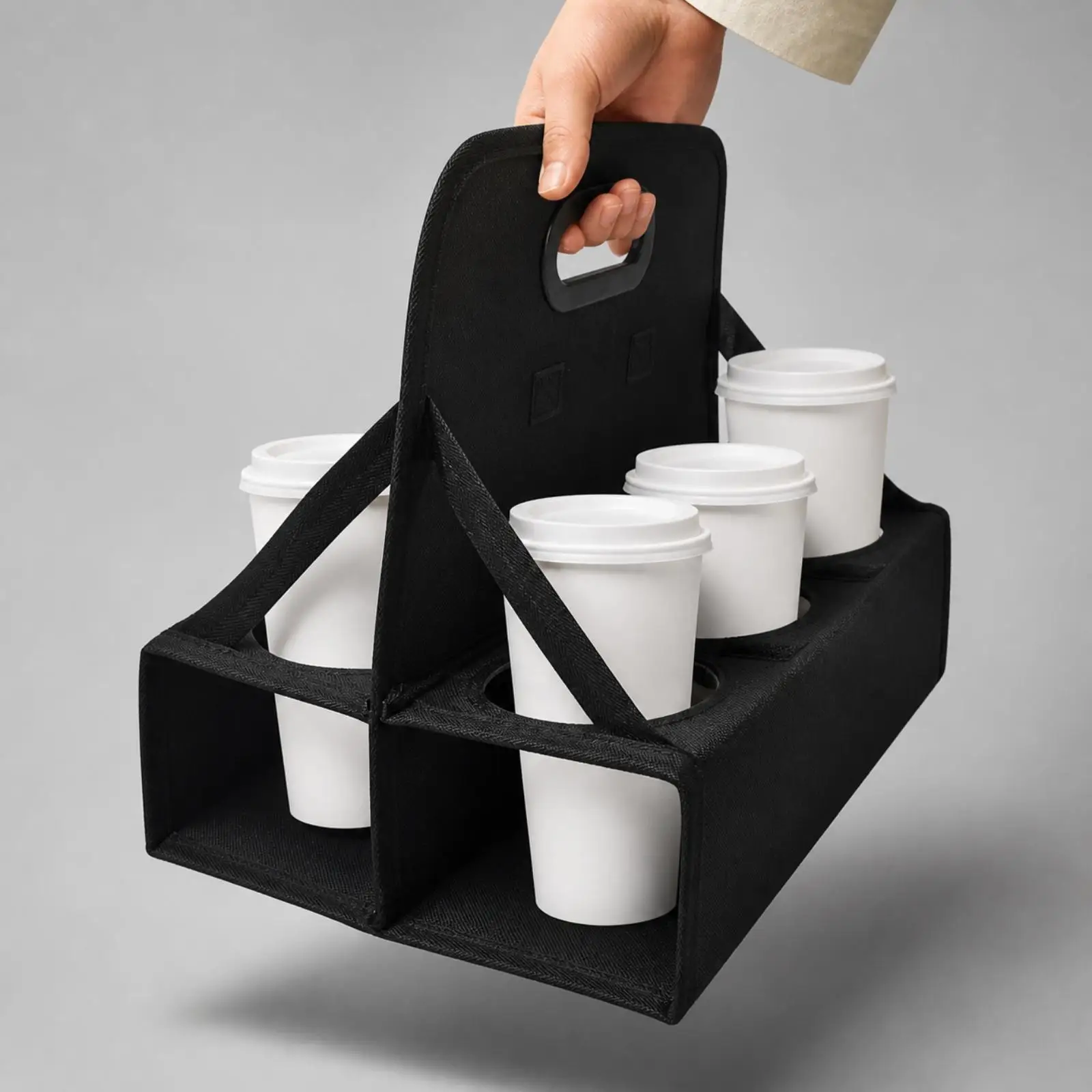 Compact Insulated Drink Carrier with Hand Grip Folding Beverage Holder for Coffee Beer Water Bottle Car Picnic Outing