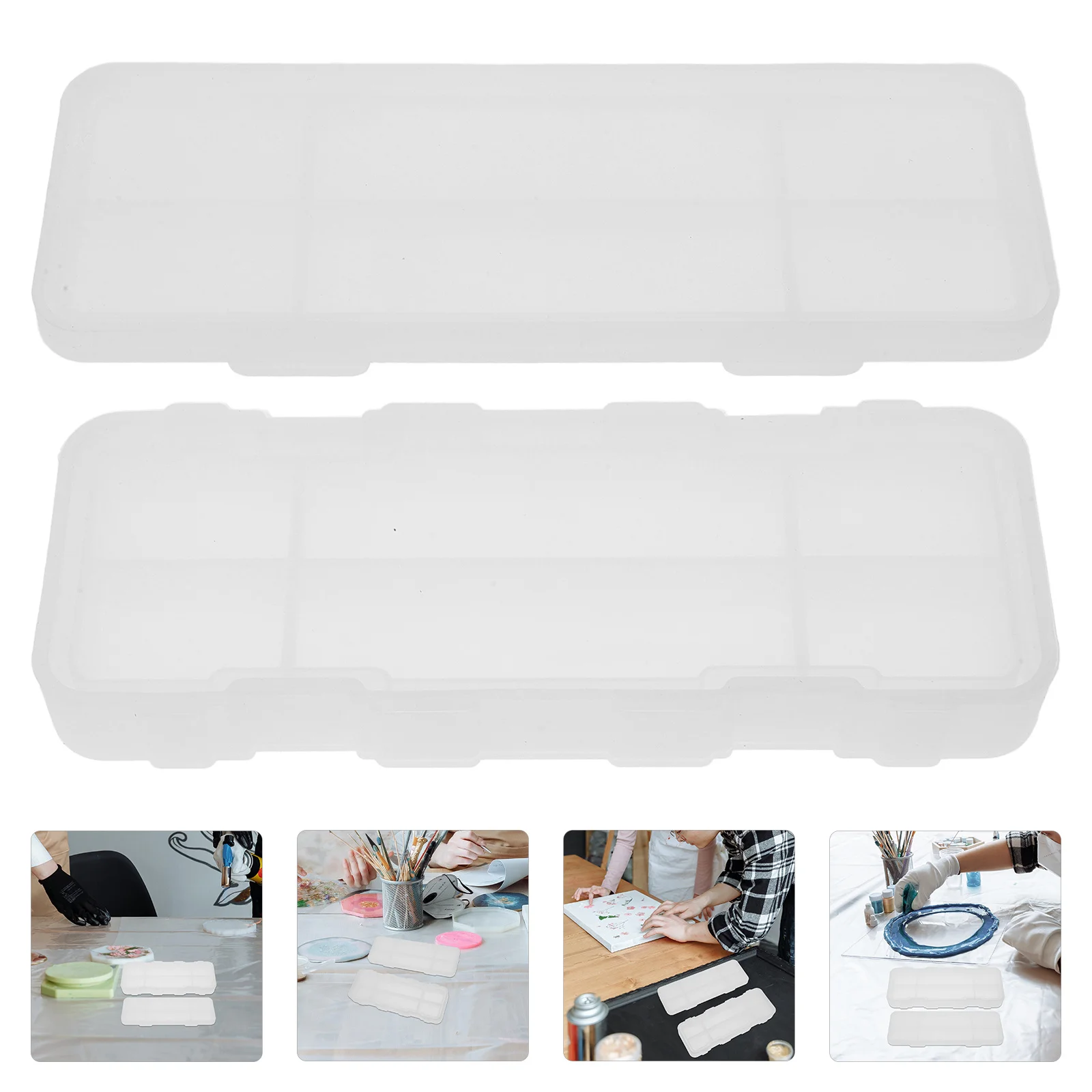 

2pcs Silicone Pencil Box Mold Reusable Flexible Diy Epoxy Resin Casting Mold For Craft Storage Organizer Decorative Pen Holder