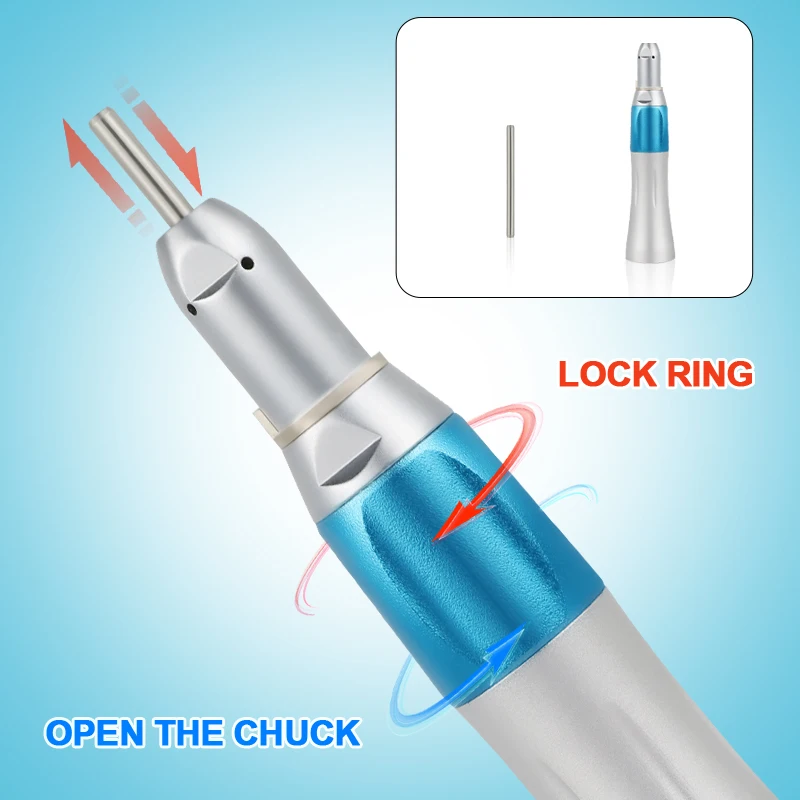 Conjunto de peça de mão contra-ângulo dental de baixa velocidade, motor de turbina de ar com 2/4 furos, spray de água externo reto, botão de