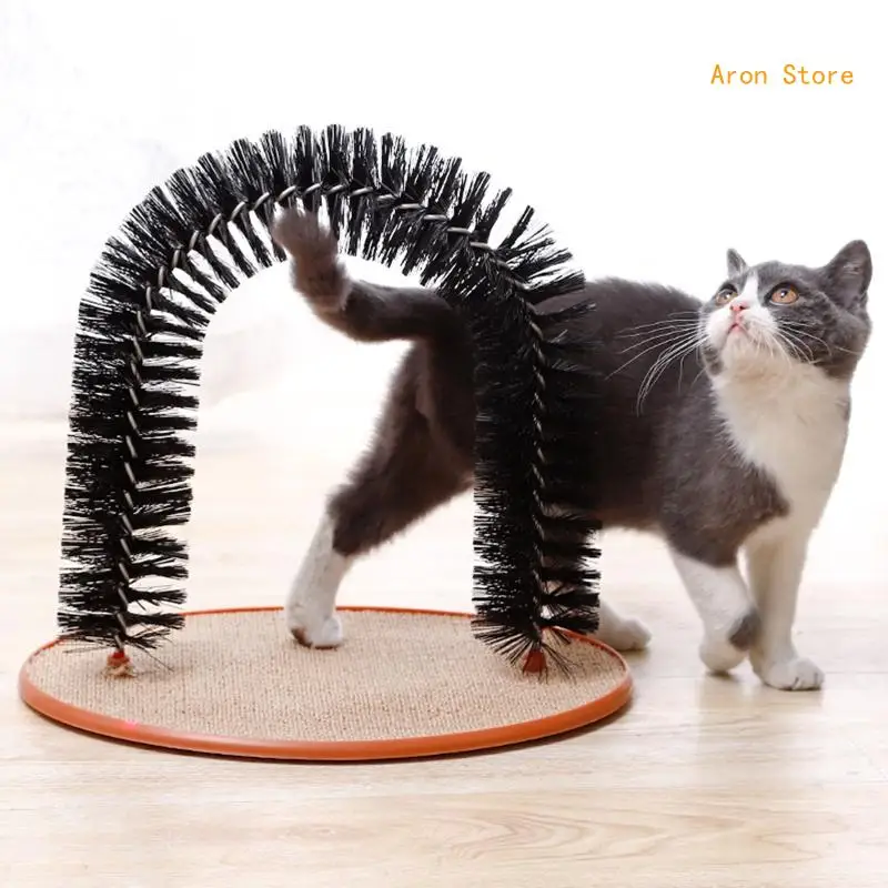 for Cat Self Grooming Brush Arch Groomer Massager Controls Shedding Interactive H3CF