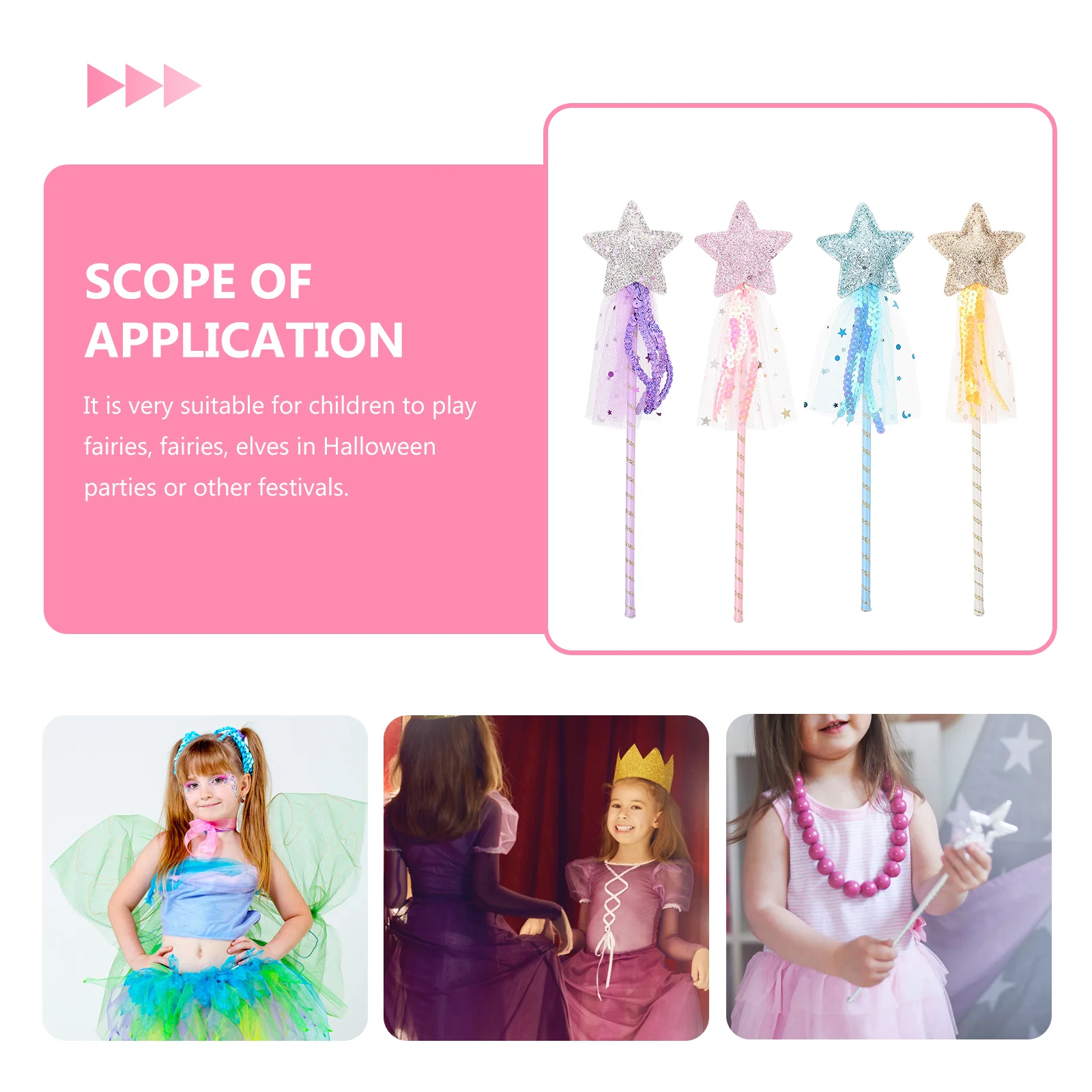 4 Pcs Fairy Wand Rave Babygirl Clothes for Kids Children Performance Toy Decorative Star Prop Shape