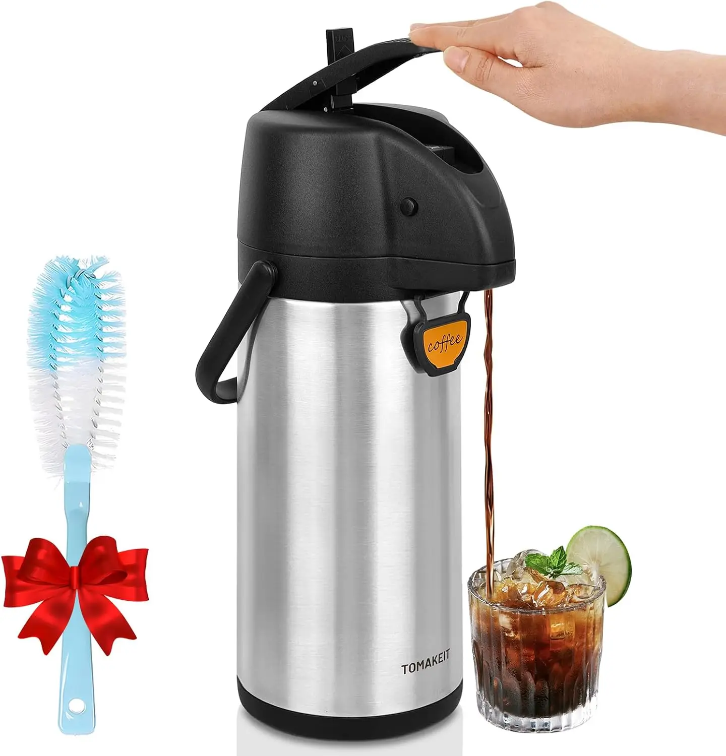 

Airpot Coffee Dispenser Thermal with Pump,3L/102 Oz Insulated Stainless Steel Large Airpot Coffee Carafe Lever Action for Hot/Co