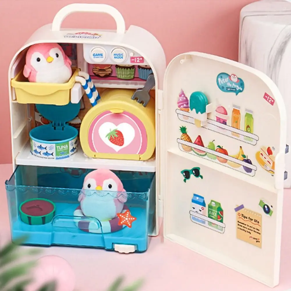 Zabawki do lodówki dla dzieci z kreskówek, modele rzemieślnicze DIY, pingwin, zabawki do lodówki, lampki, zabawa w udawanie