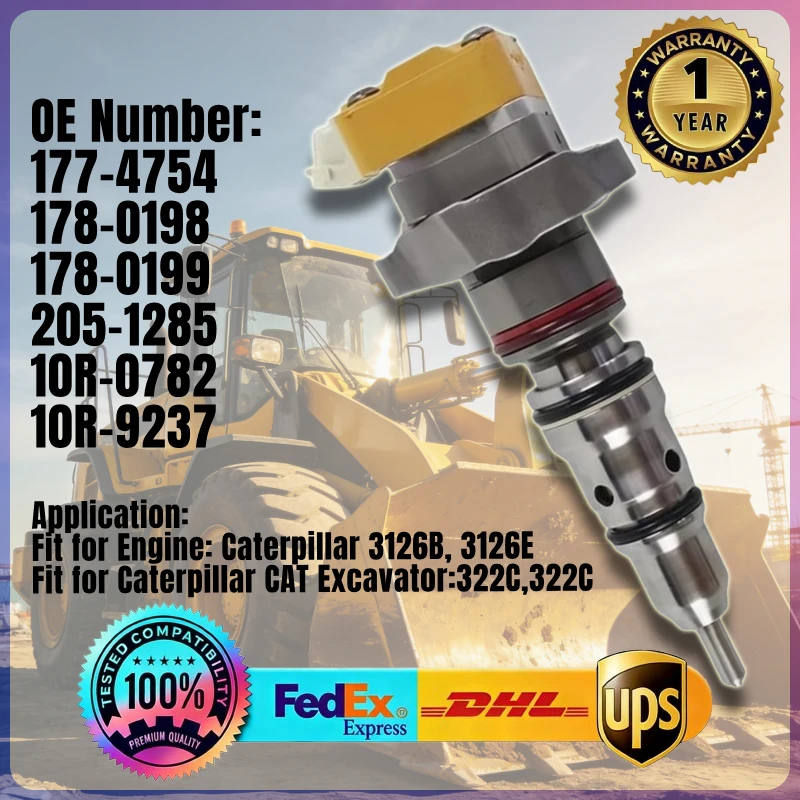 Fuel Injector 177-4754  178-0198  178-0199  205-1285  10R-0782  for Caterpillar CAT Engine 3126B 3126E Excavator 322C 325C M325C