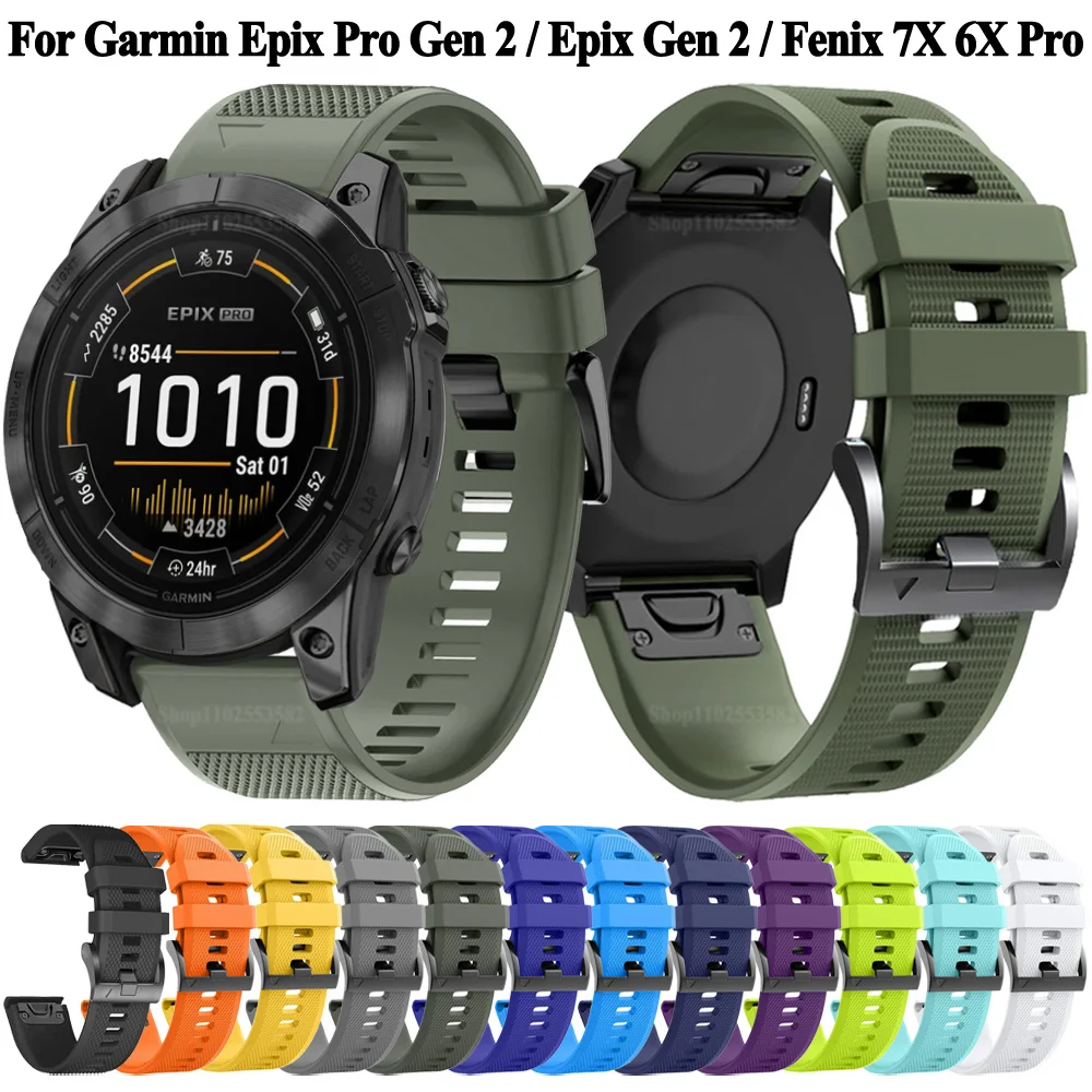 26mm 22mm Silicone QuickFit Band For Garmin Epix Pro 2 51mm 47mm Fenix 7X 7 6X 6 Pro 5 5X Plus Watch Strap Wristbands Bracelet