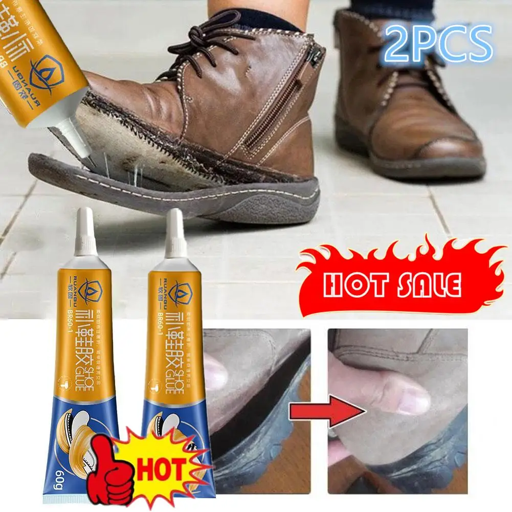 2PCS 60ml Strong Shoe Glue Adhesive Worn Shoes Repairing Glue Sneakers Boot Sole Bond Adhesive Shoemaker Fix Mending Liquid