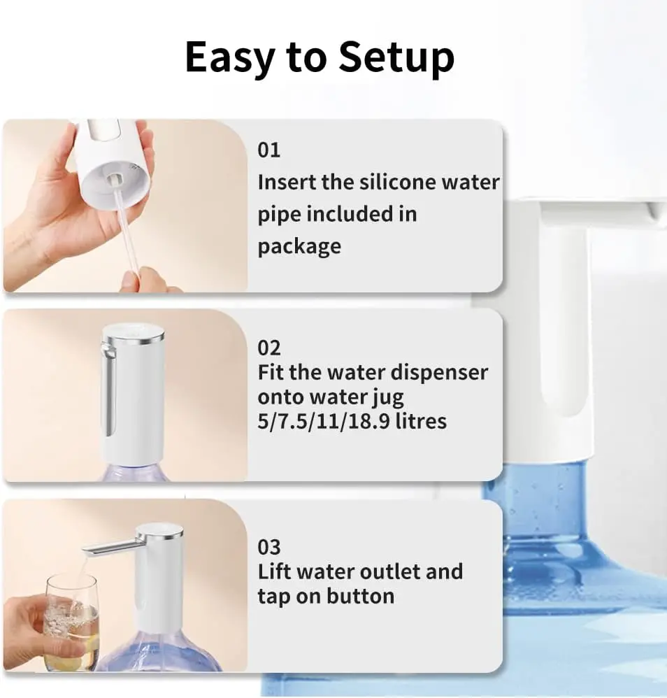 Electric Water Pump Water Dispenser Household Foldable Barreled Water Smart Water Bottle Pump Kitchen Chargeable Suction Device