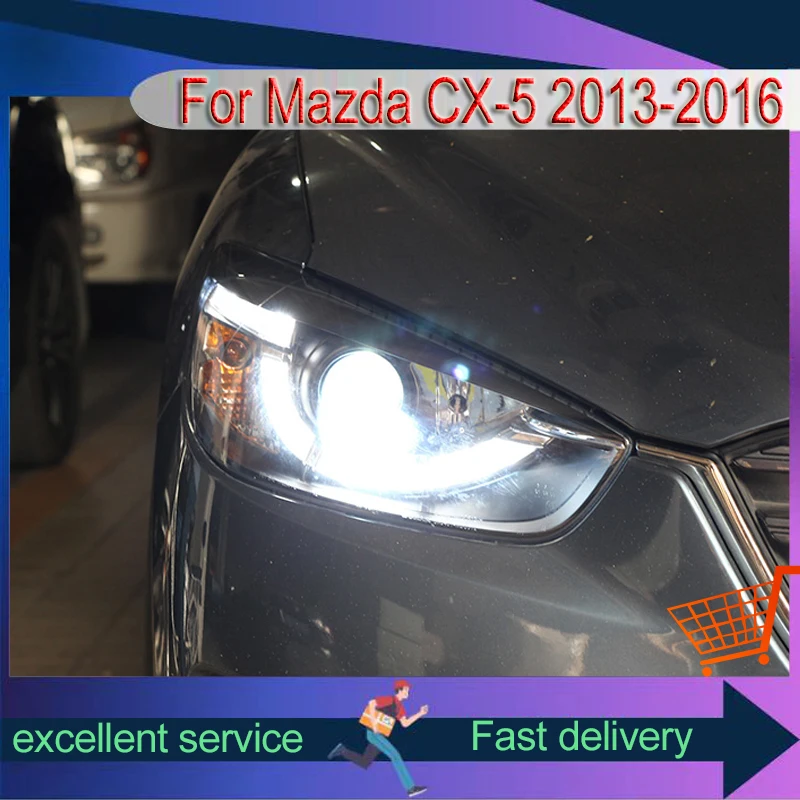 Car Styling for Mazda CX-5 CX5 2013-2016 Modified Full LED DRL Head Lights Ultra Bright Headlight Turn Signal Tools Accessories