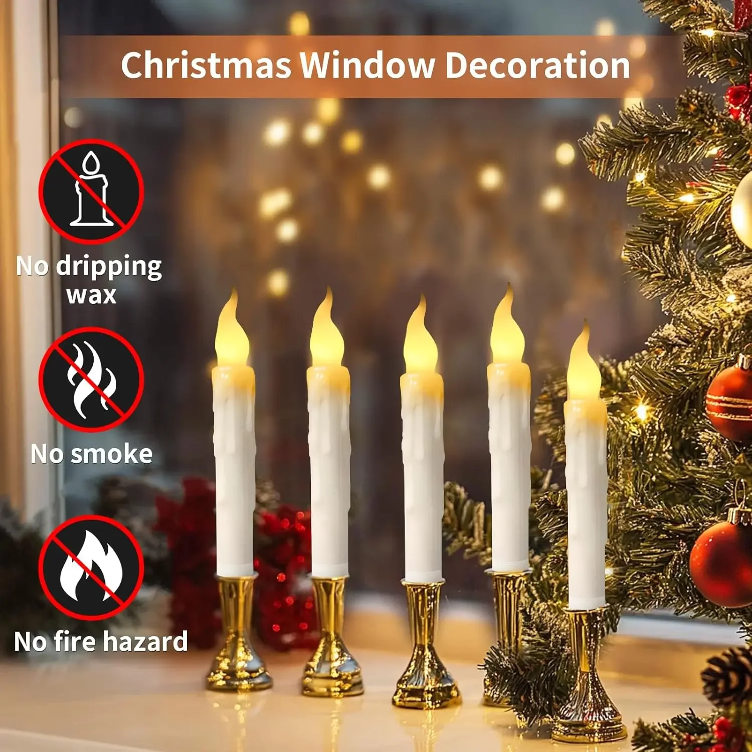 6 قطعة شموع مستدقة LED شموع كهربائية وامضة تعمل بالبطارية شموع نافذة عديمة اللهب لديكور عيد الميلاد والهالوين #2