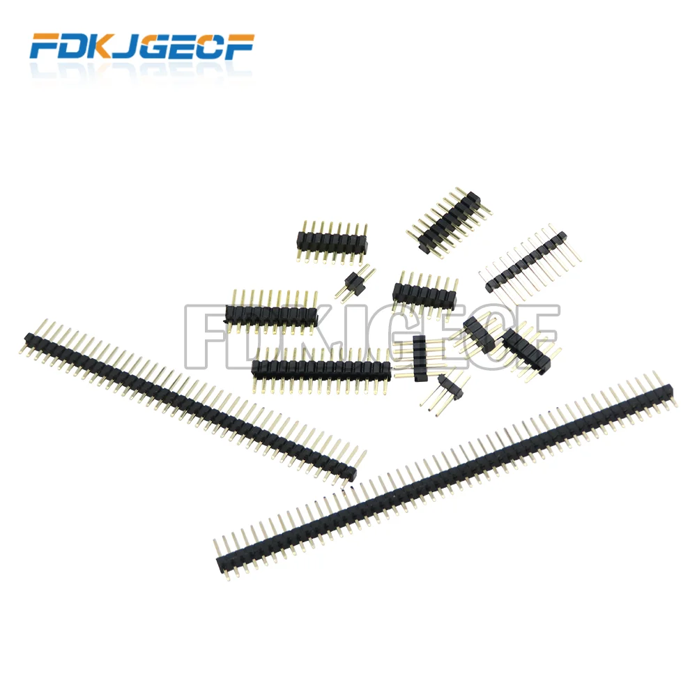 10pcs Gold Plated Pitch 1.27mm Single row needle 1×2/3/4/5/6/7/8/9/10/12/15/40/50pin DIP high quality