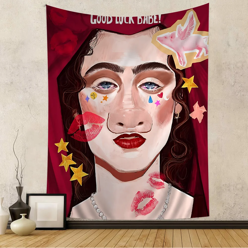 

Chappell Roan Good Luck Babe Hippie Wall Hanging Tapestries For Living Room Home Dorm Decor Art Home Decor